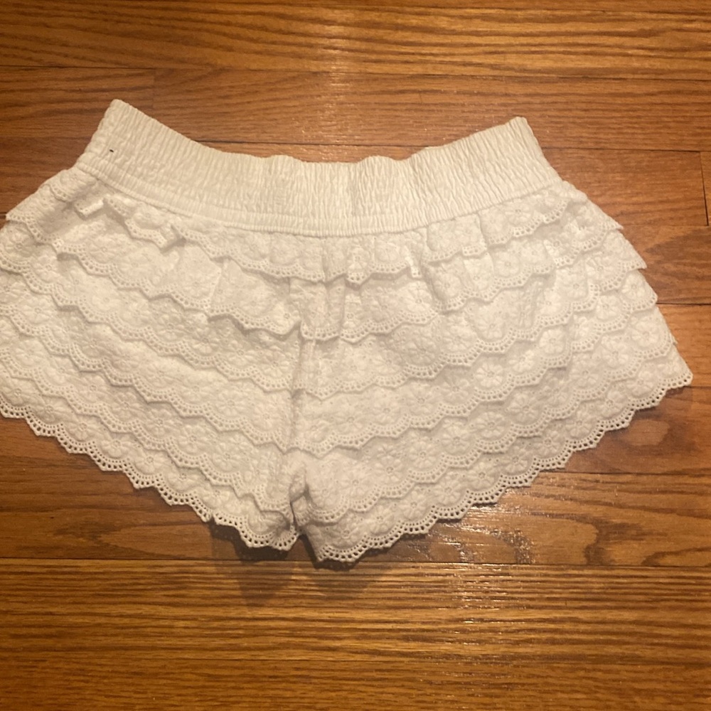 White Lace Trim Women's Sleep Shorts - Picture 2 of 4